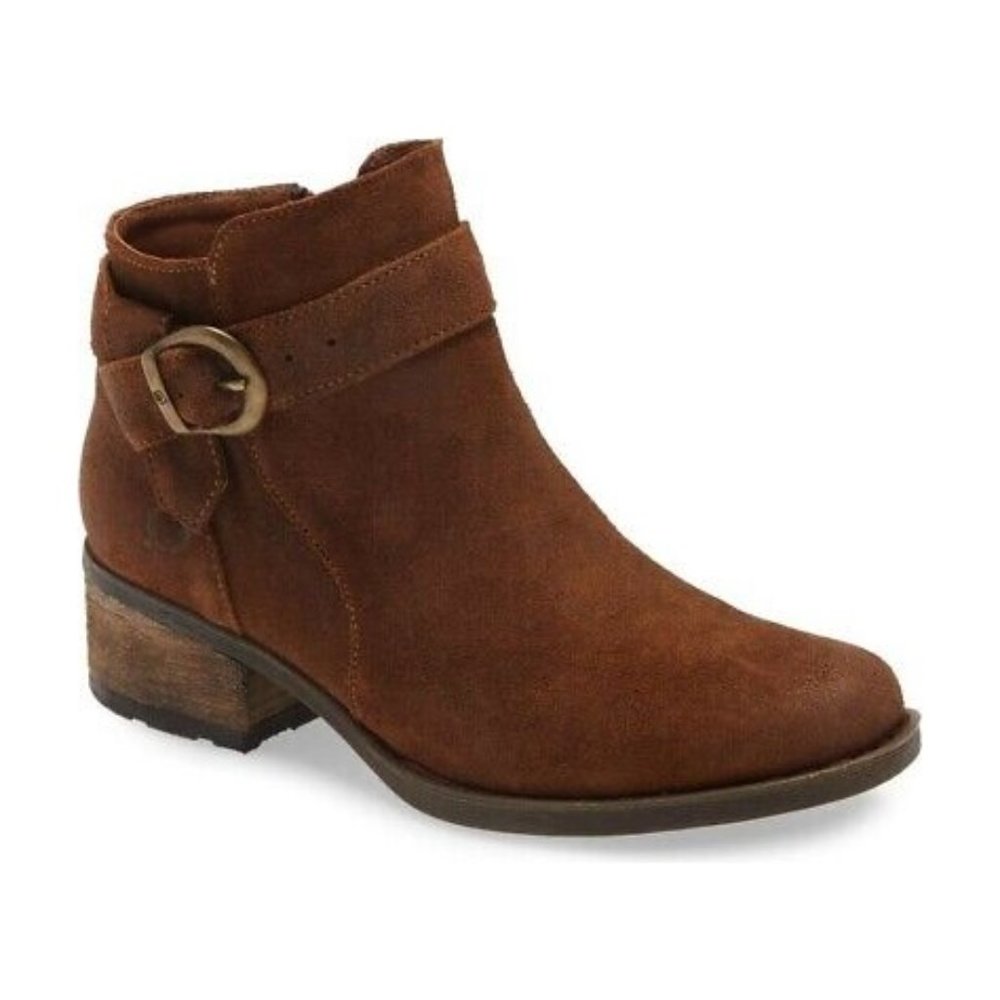 Born Morocco Bootie Brown Rust Distressed Suede Size 6.5 37